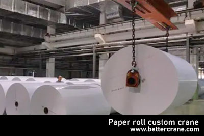 Paper roll handling overhead crane with custom design
