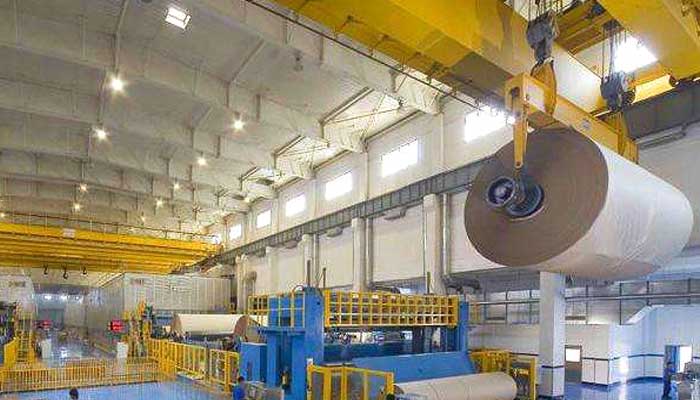 Customized electric overhead travelling crane for paper roll handling 