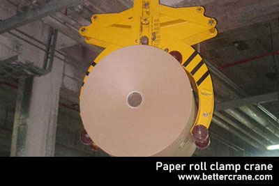 Paper roll bridge crane with customized clamp