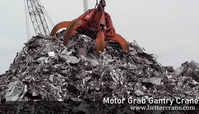 motor orange peel grab for steel scrap handling gantry crane 