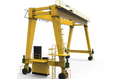 Rubber typed gantry crane design provide heigh flexibility for outdoor loads handling 