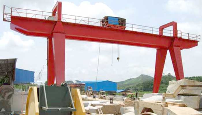 double girder gantry crane for outdoor stone block handling in quarry