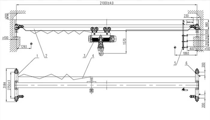  10 ton bridge crane drawing for your reference