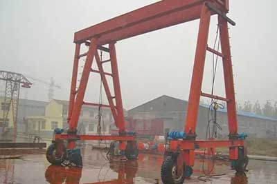 Double girder rubber tyred wheels gantry crane with A frame design 