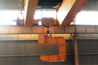 C hook double girder overhead crane for steel coil handling