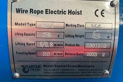  3 ton  lifting height:  6 m