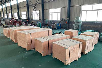 he md type of wire rope electric hoists packed in wooden boxed, prepared for delivery . 