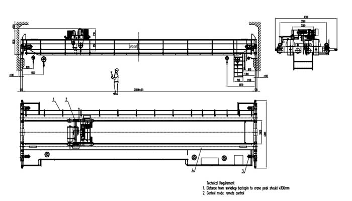 20 ton / 5 ton overhead crane double girder design for sale Saudi Arabia for Valve repair