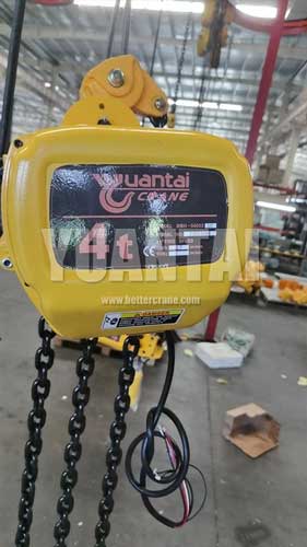 4 ton electric chain hoist with lifting height of 3 meter for the electric hoist portable gantry crane