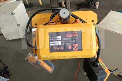 2 ton electric chain hoist trolley for small gantry crane