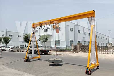 Load testing of 2 ton portable gantry crane