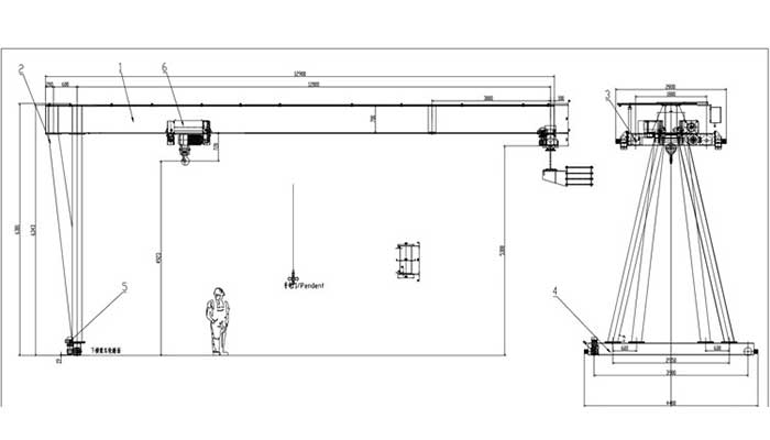 semi gantry crane drawing 