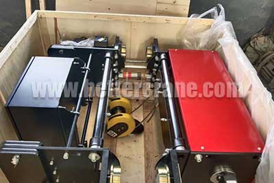 Pillar jib crane hoist packed into wooden box  for delivery 