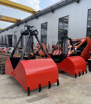 Clamshell grab bucket for single girder grab bridge crane