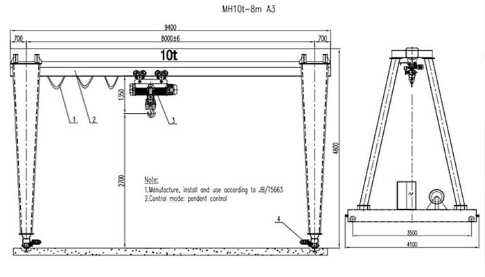 10 ton gantry crane drawign for sale Zambia