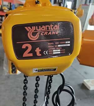 2 ton electri chain hoist for workstation crane project in South Africa