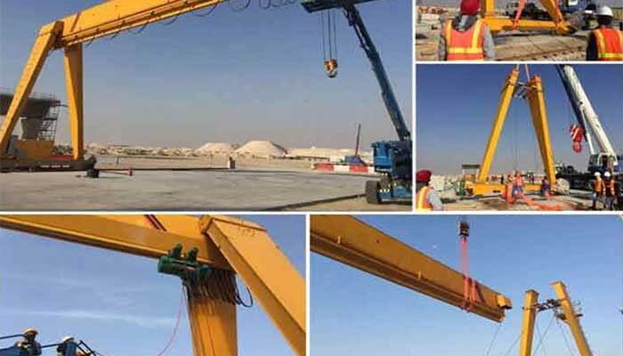 10 ton gantry crane with rail travelling design 