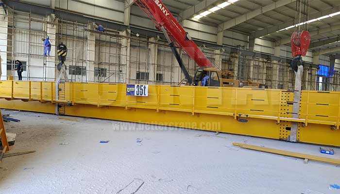 35 ton double girder bridge crane installation for the indoor use of steel plant 