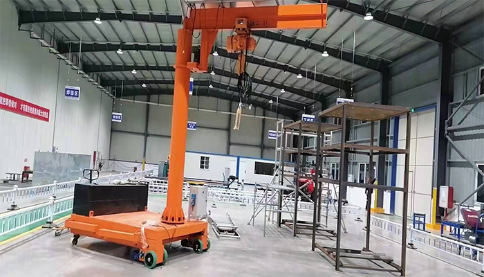 Portable Jib Cranes with Motorized Traveling Rollers