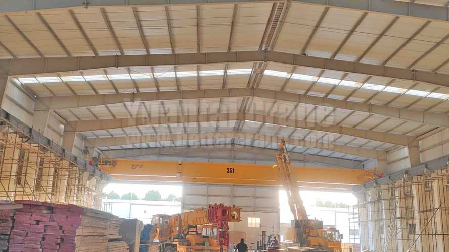 35 ton overhead crane for steel coil handling, custom 35 ton crane project for sale