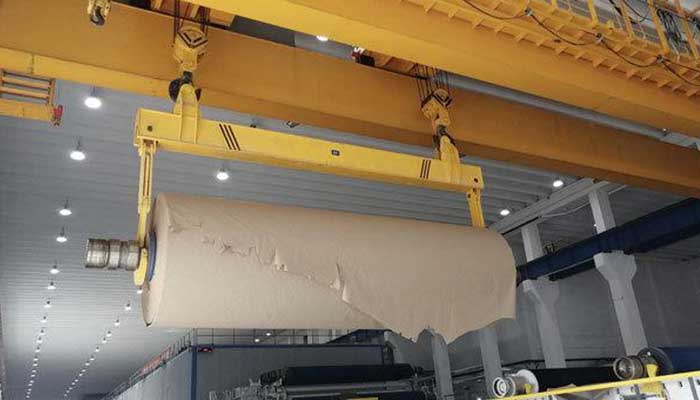 Double girder bridge crane for coil handling for pulp workshops 