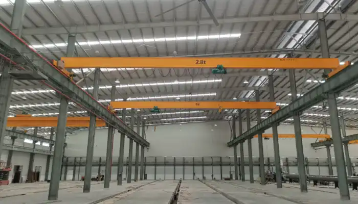 single girder overhead crane 5 ton and 2 ton for plumbing manufacturing plant