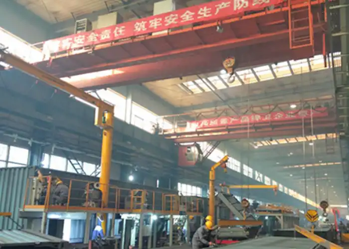 Double Girder Overhead Cranes and jib crane for container manufacturing plant