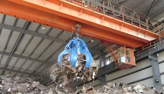 overhead bridge crane with steel scrap handling