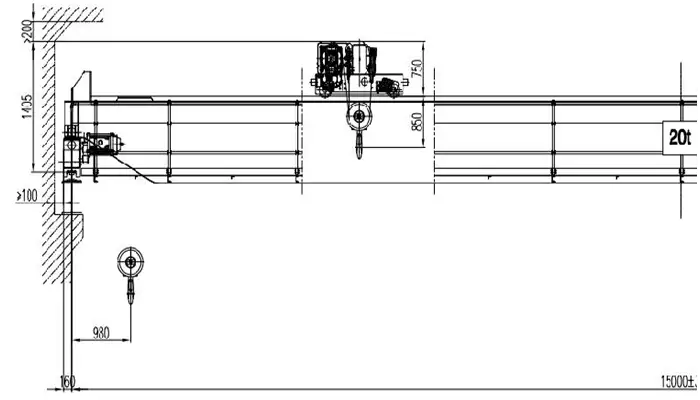 double girder overhead bridge crane drawing