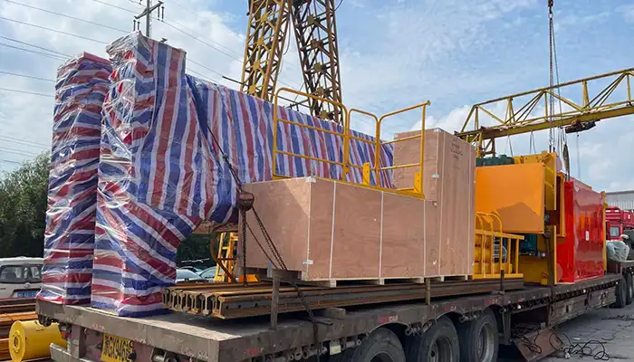 main girder and other parts loaded into truck for delivery