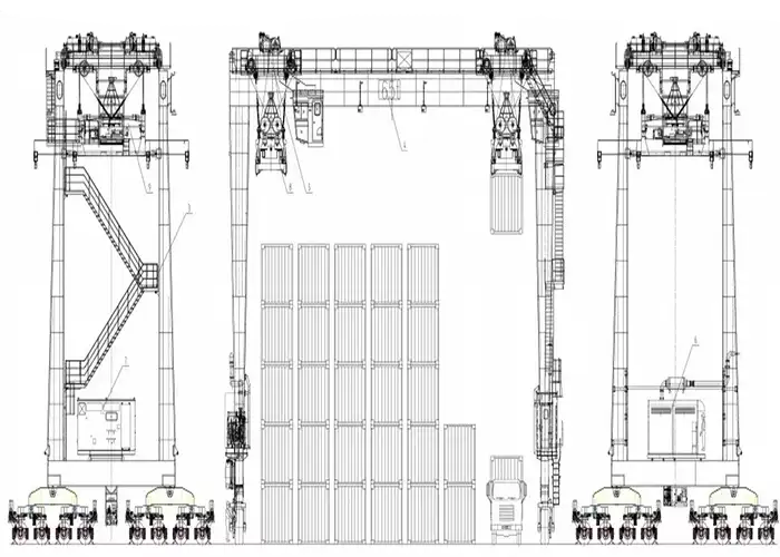 drawing of rtg container crane