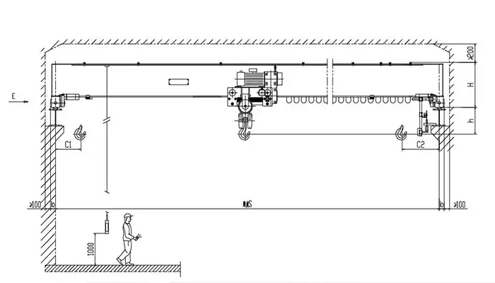 low headroom overhead crane drawing