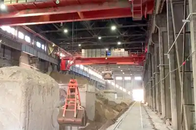 Unmanned 16-Ton Overhead Crane with Grab Buckets for Sand Silo