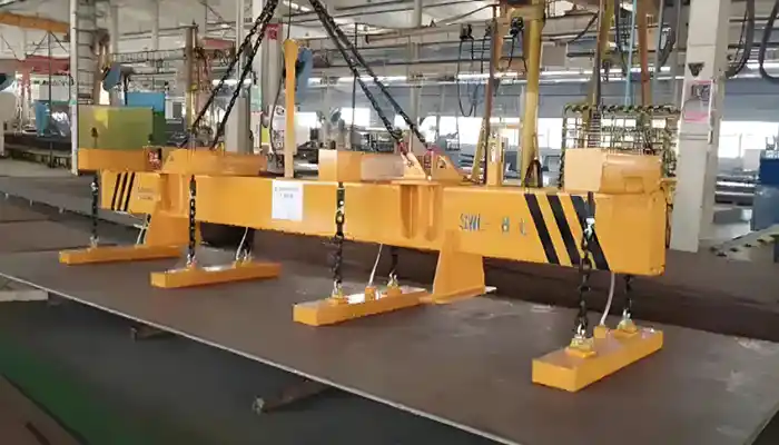 electromagnetic beam spreader for steel plate, sheet, pipe and billet handling