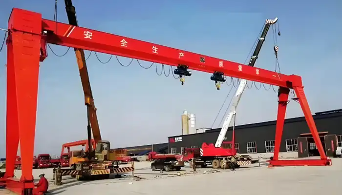 double hoist gantry crane for long steel pipe handling