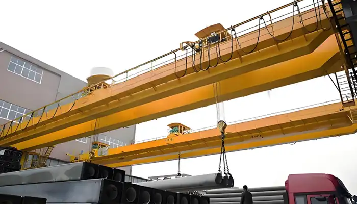 double girder overhead crane  with double trolleys 7.5 ton + 7.5 ton 