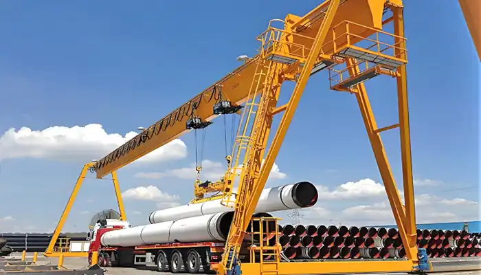 single girder rubber tyred gantry crane for long pipe handling 