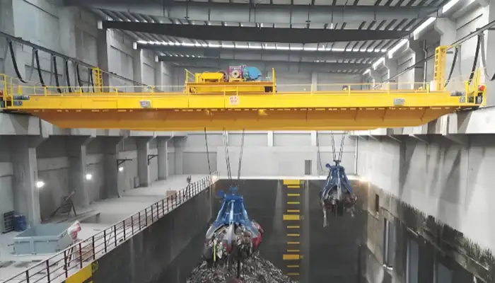 waste handling double girder grab bucket crane 