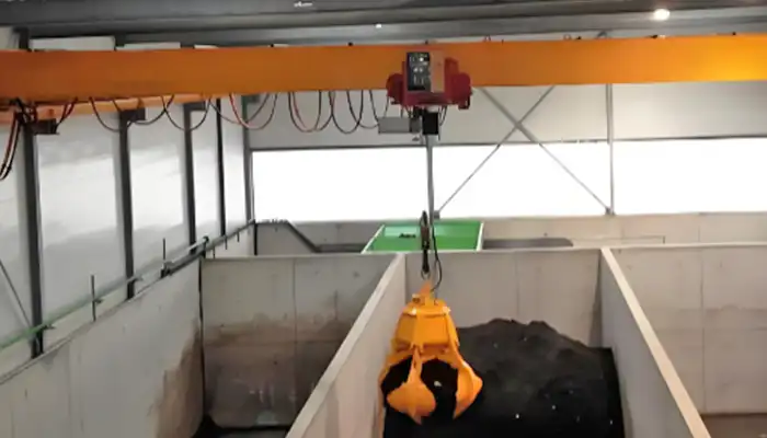 waste handling single girder grab bucket crane 
