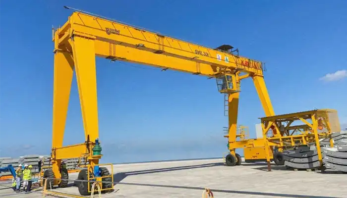 Electric rubber tyred gantry crane, A frame for construction site - 30 ton gantry crane project 