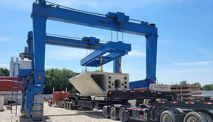 80 ton gantry crane, Rubber tyred gantry crane for precasting beam lifitng 