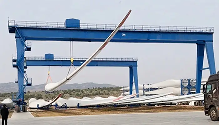 2 sets of 20 ton rubber tyred gantry crane for wind blade handling 