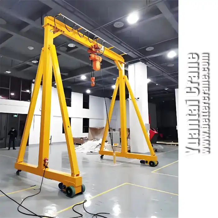 Portable gantry cranes with wireless remote controlled driveing wheel systems  