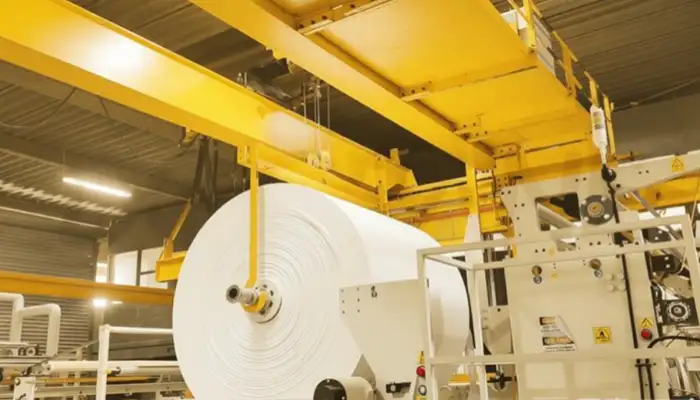 Low headroom overhead crane for paper mill