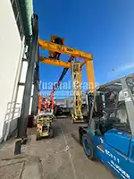 32 ton semi gantry crane for sale in Portugal. Model BMGO32T with a 6.2 m span, 7 m lifting height, and 380V 50Hz 3-phase power supply. Built for safe, efficient, and reliable heavy-duty lifting in industrial workshops.