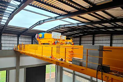 low headroom open winch trolley installed on the double girder girder crane  150 ton in Paraguay 
