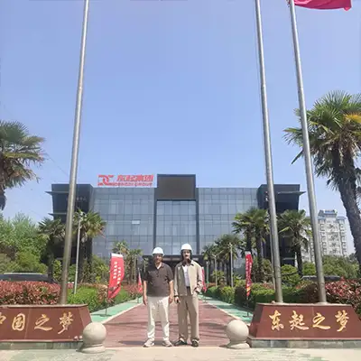 At the front door of the Factory -Yuantai Crane warmly welcomes Saudi Arabian clients for a factory visit, technical discussion, and overhead crane collaboration.