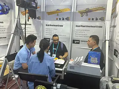 Yuantai Cranes building long-term partnerships with customers from around the world through professional crane consultation and project discussions at the Canton Fair.