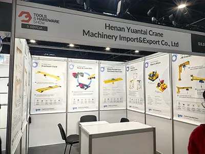 Yuantai Cranes showcasing low headroom electric wire rope hoist for European industrial workshops