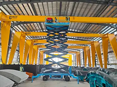 Philippines Multi-Crane Project with European Style Hoists This project includes:  1 × MGO 10 Ton Gantry Crane, Span: 20 m, Lifting Height: 9 m 1 × MHO 10 Ton Overhead Crane, Span: 20 m, Lifting Height: 9 m 3 × MHO 10 Ton Overhead Cranes, Span: 20 m, Lifting Height: 7.5 m 2 × MHO 5 Ton Overhead Cranes, Span: 20 m, Lifting Height: 7.5 m  Power supply: 440V / 60Hz / 3 Phase.